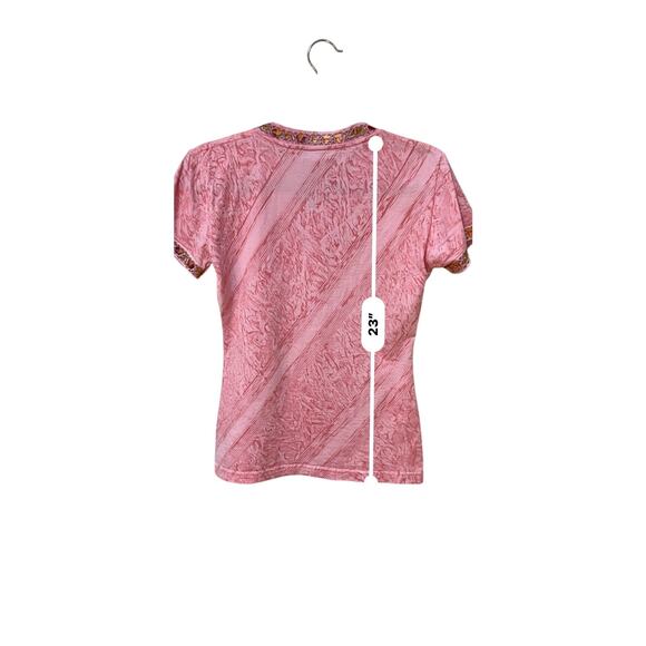 A1 Vintage 90s Columbia Butterfly V Neck Shirt Womens Large Pink (Runs Small) - Picture 6 of 9